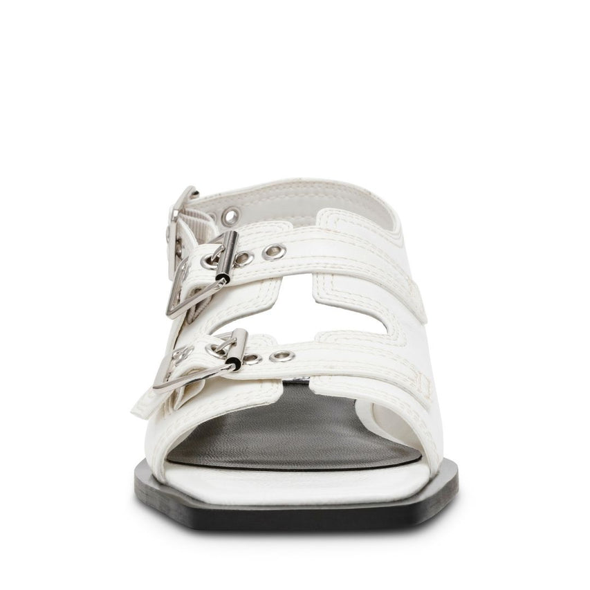 Gen Z White Crinkle Patent Sandalias para Mujer