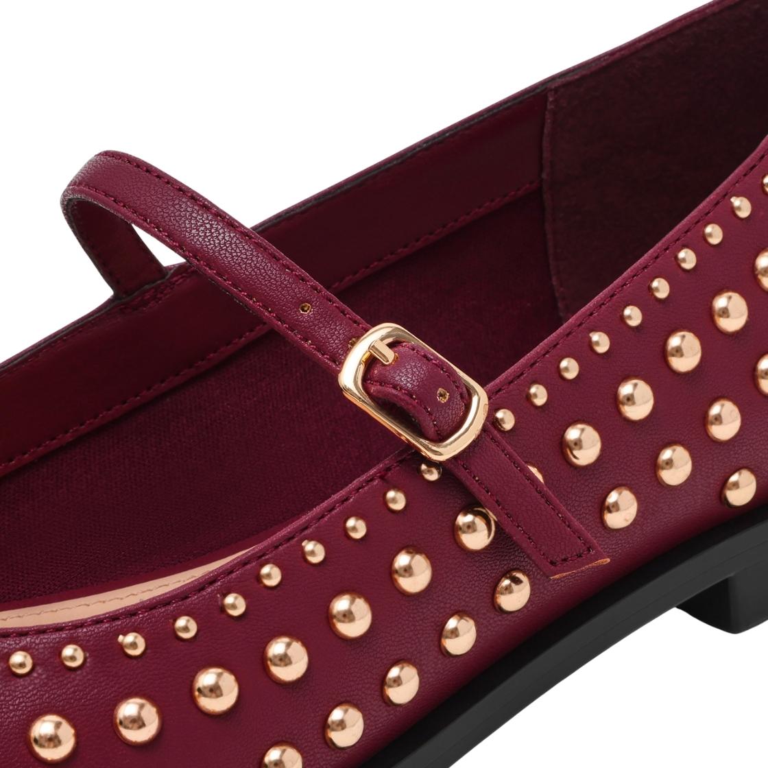 Gennie Dark Red Flats Stiletto Rojos Para Mujer