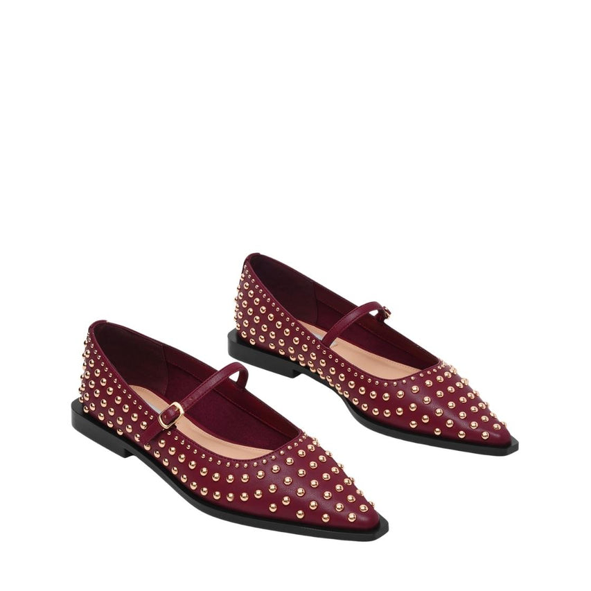 Gennie Dark Red Flats Stiletto Rojos