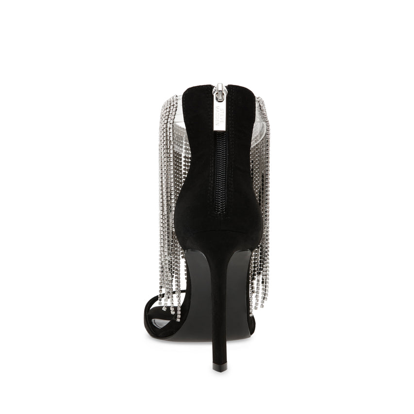 Glamor Black Sandalias de Tacon Negras con Plata para Mujer