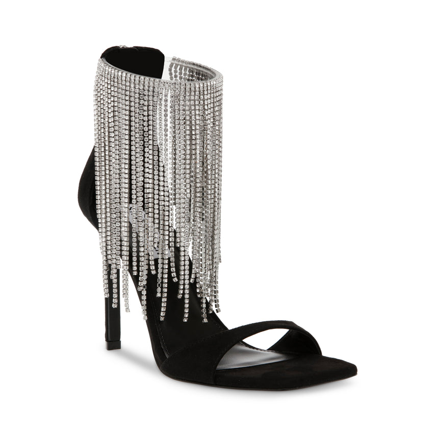 Glamor Black Sandalias de Tacon Negras con Plata