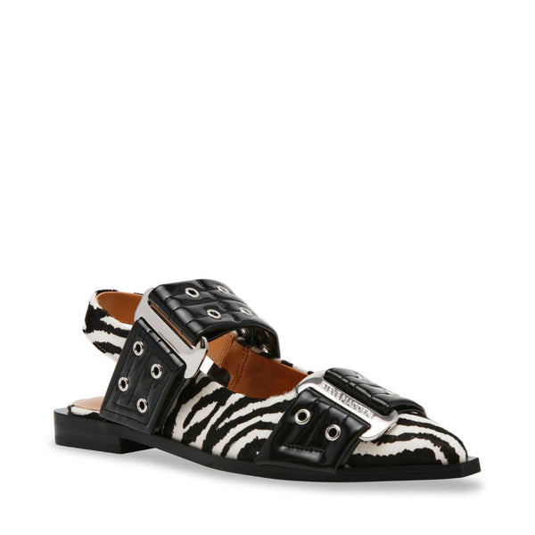 Grand Ave L Black Zebra Flats Blanco con Negro