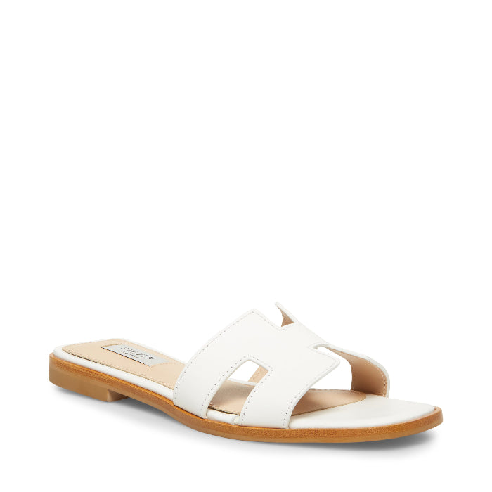 Hadyn White Leather Sandalias Planas Blancas