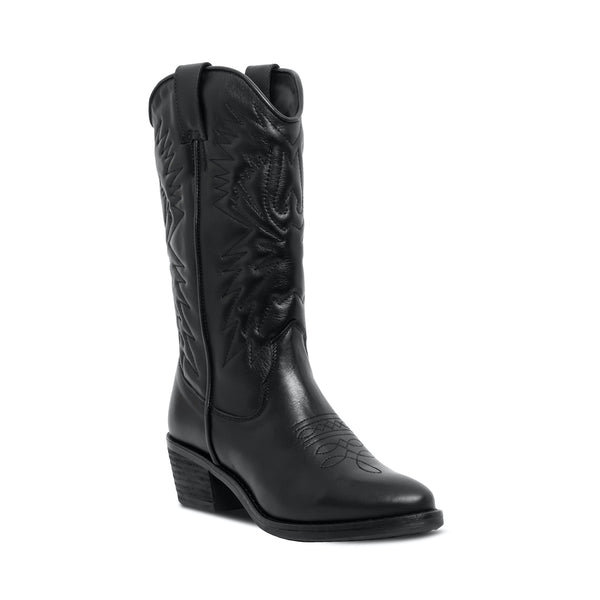 Hayward Black Leather Botas Vaqueras Negras