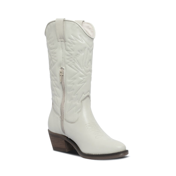 Hayward White Leather Botas Vaqueras Blancas