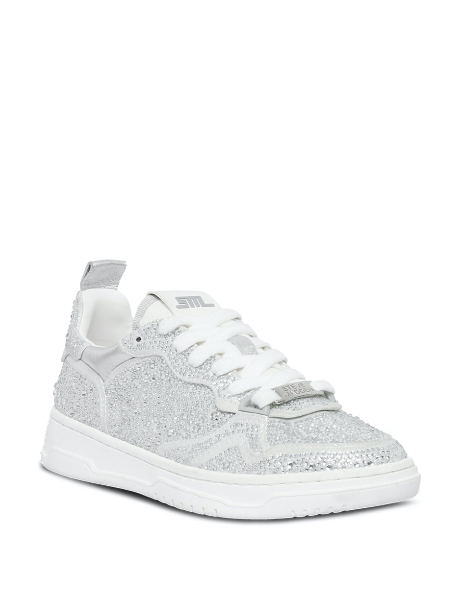 Ecstatic R Rhinestone Tenis con Brillos Blancos