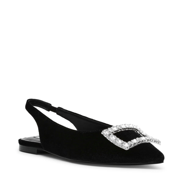 Isabell Black Velvet Flats Negros