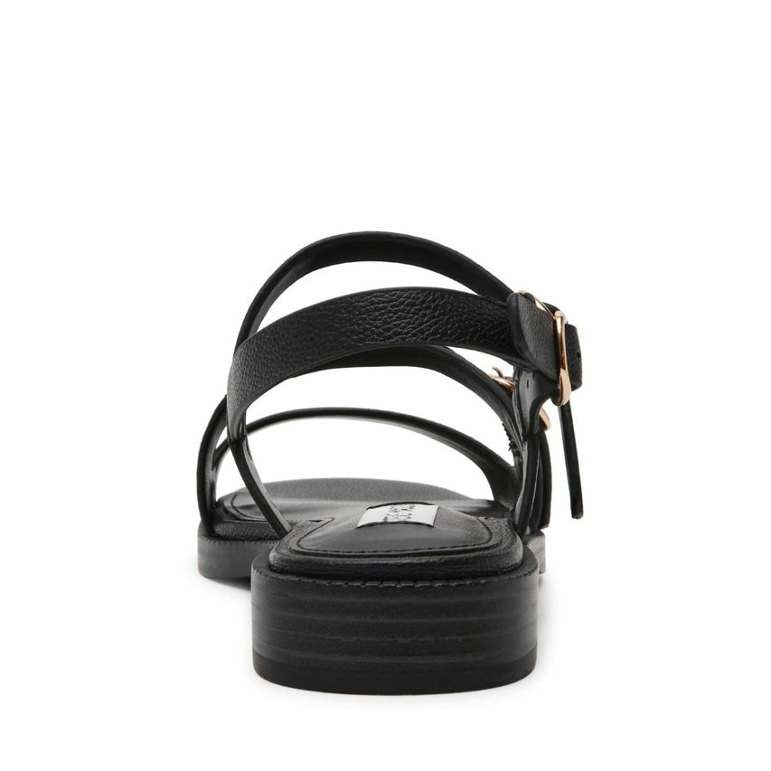 Isela Black Action Leather Sandalias Negras Para Mujer
