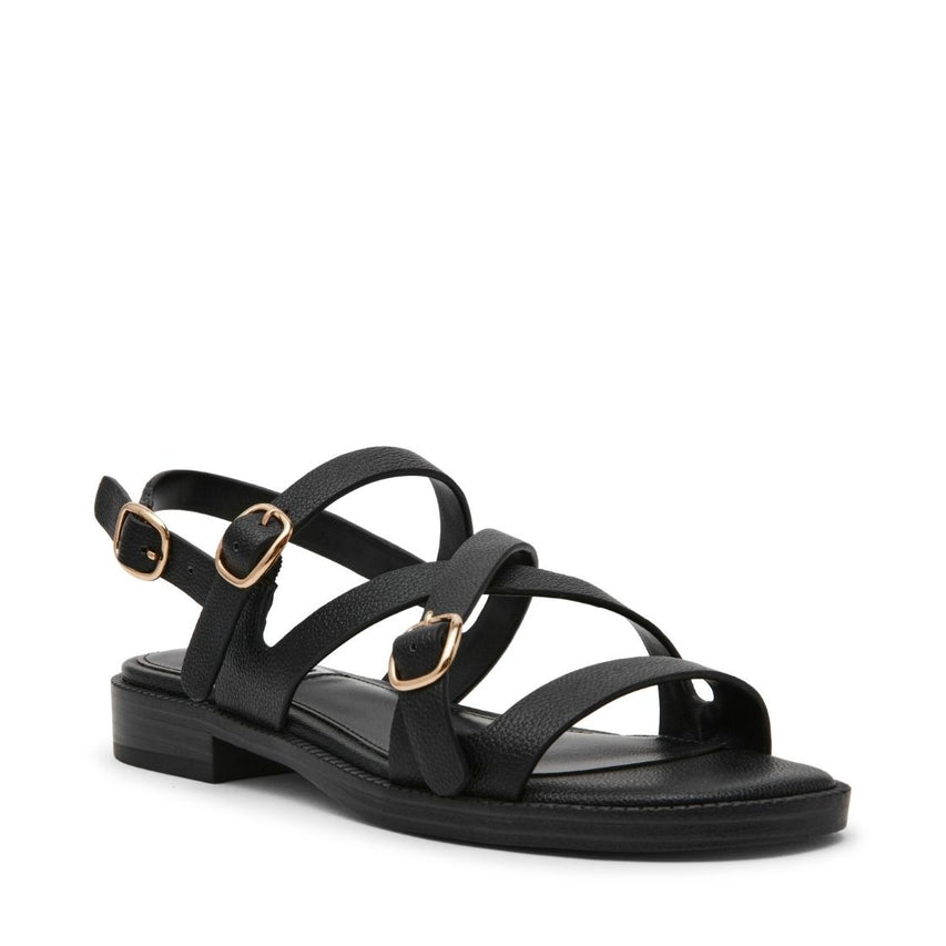 Isela Black Action Leather Sandalias Negras