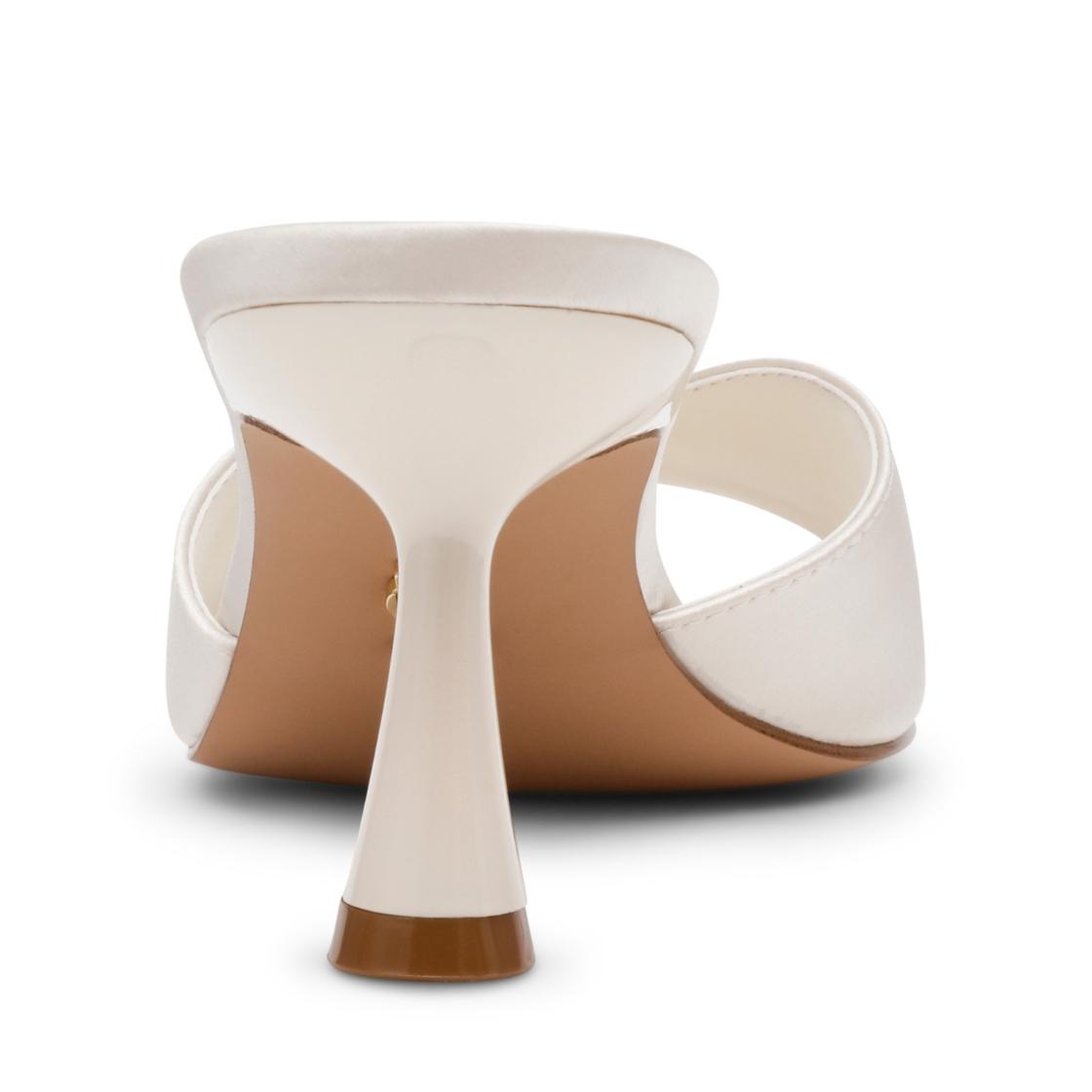 Ivie Ivory Pearl Satin Sandalias de Tacón Blancas Para Mujer