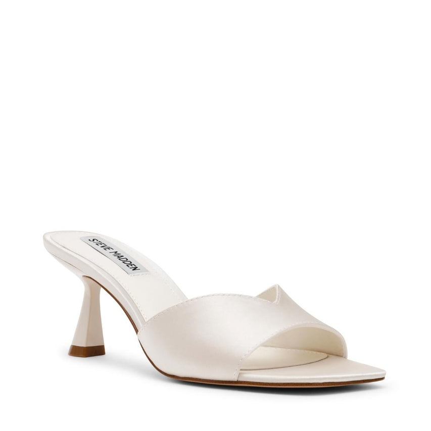 Ivie Ivory Pearl Satin Sandalias de Tacón Blancas