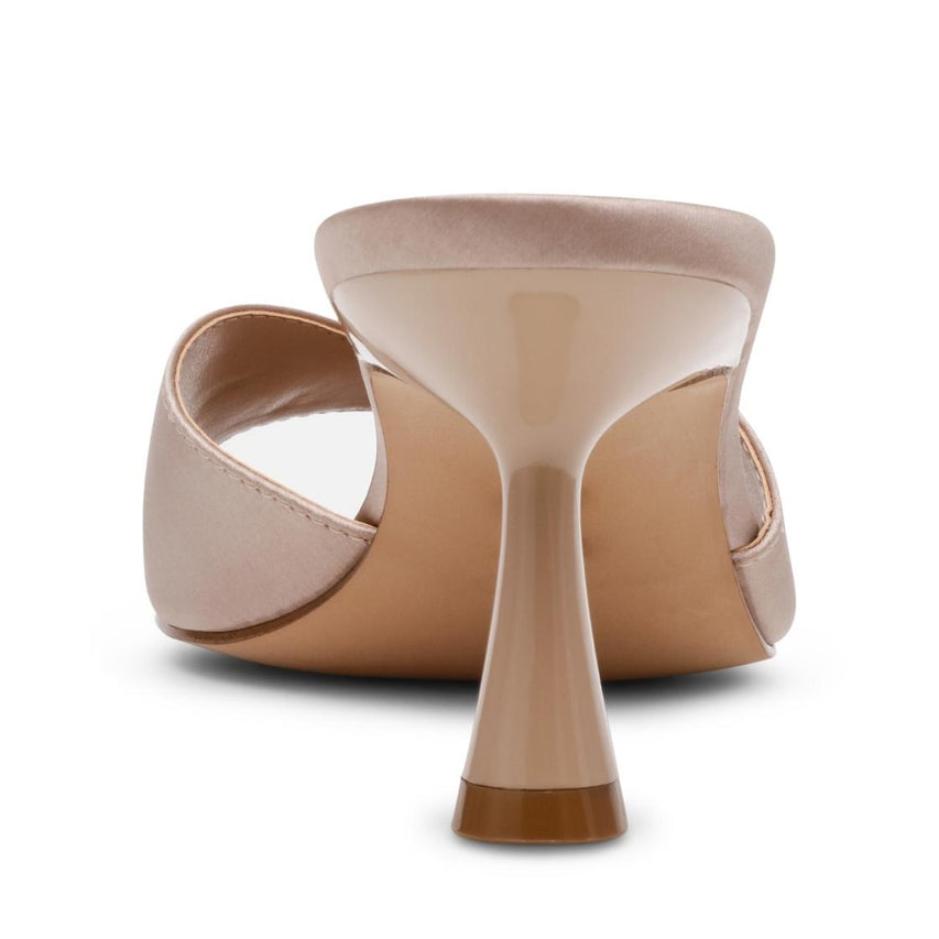 Ivie Taupe Satin Sandalia de Tacón Rosa Para Mujer