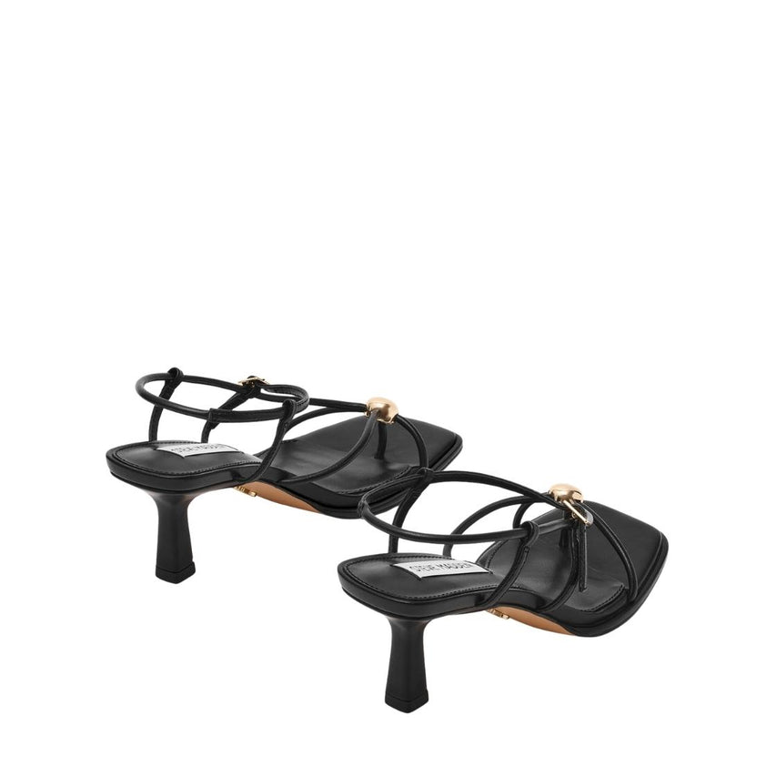 Jackpots Black Leather Sandalias de Tacón Negras Para Mujer