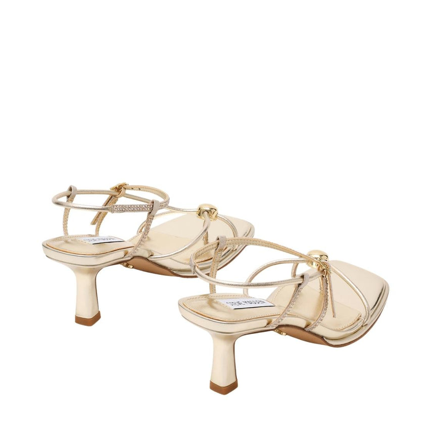 Jackpots-R Gold Leather Sandalias de Tacón Doradas Para Mujer