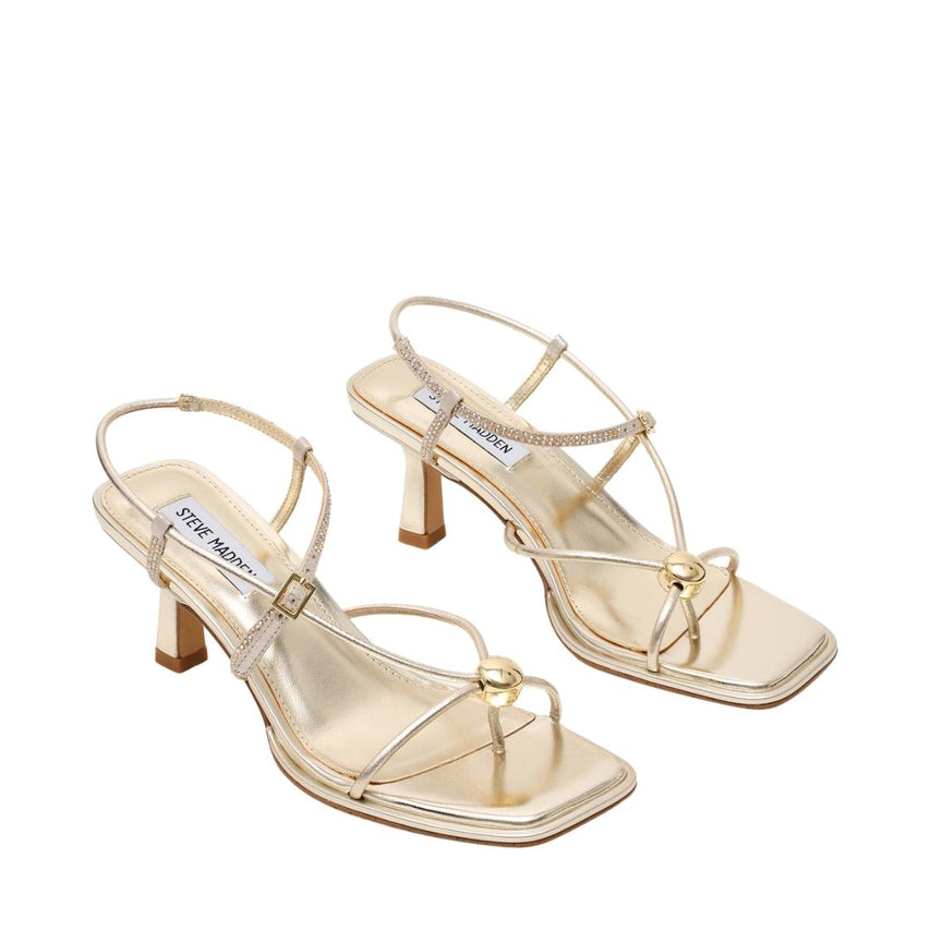 Jackpots-R Gold Leather Sandalias de Tacón Doradas