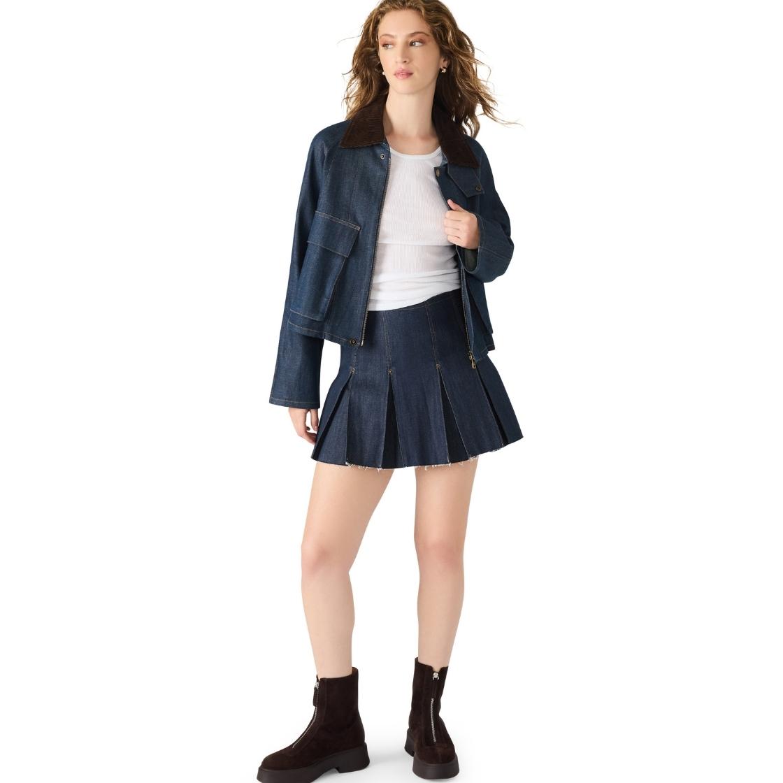 Joan Skirt Deep Indigo Falda de Mezclilla Azul para Mujer