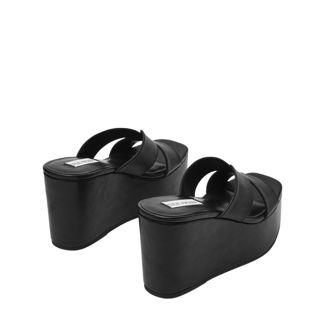 Justice2.0 Black Leather Sandalias de Plataforma Negras Para Mujer