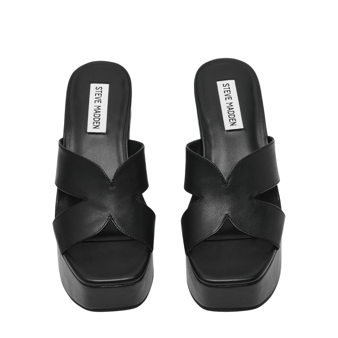 Justice2.0 Black Leather Sandalias de Plataforma Para Mujer