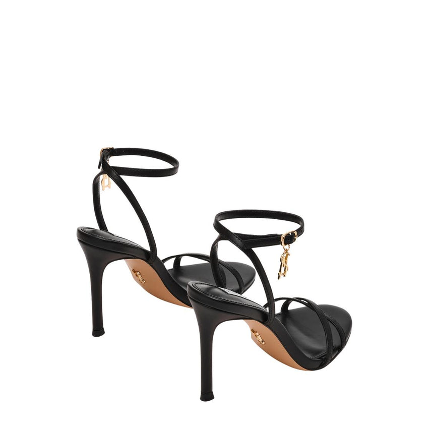 Jypsey Cnr Black Leather Sandalias de Tacon Negras para Mujer