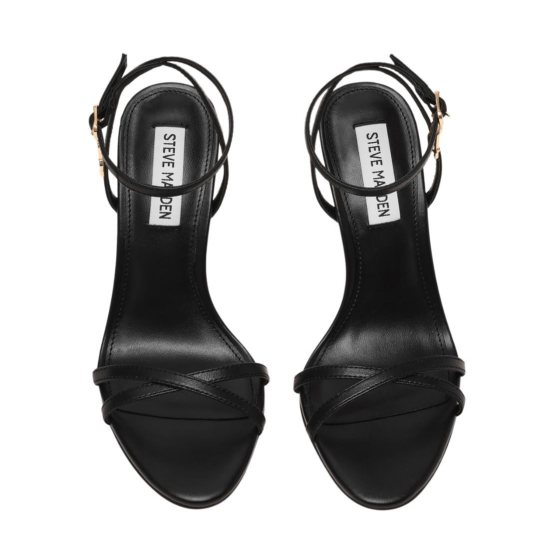 Jypsey Cnr Black Leather Sandalias de Tacon para Mujer