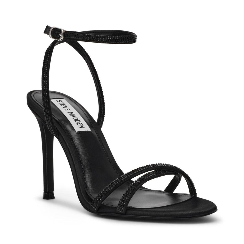 Jypsey-CNR Black Satin Tacones Abiertos Negros