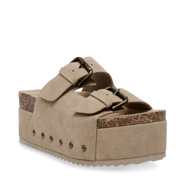 Kali Taupe Suede Sandalias de Plataforma Beige