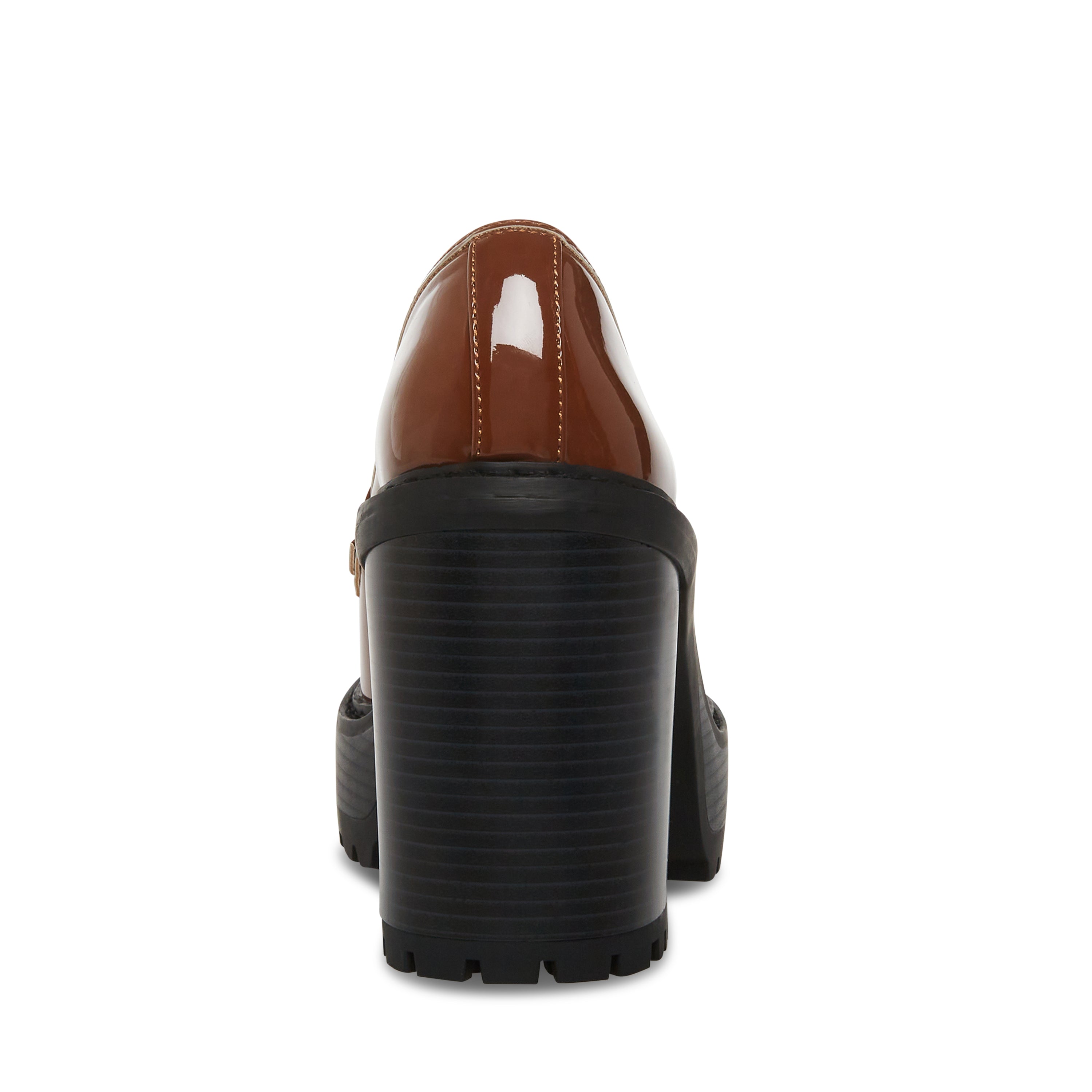 Kiera Cognac Patent Mocasin Tacon Cafe para Mujer