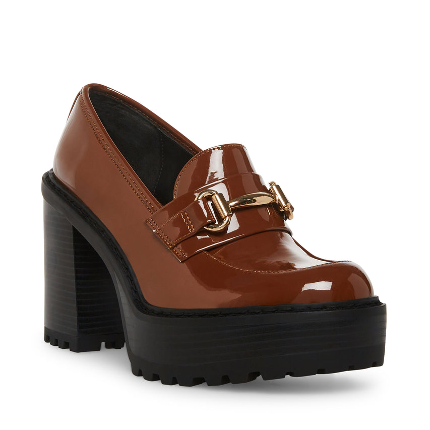 Kiera Cognac Patent Mocasin Tacon Cafe