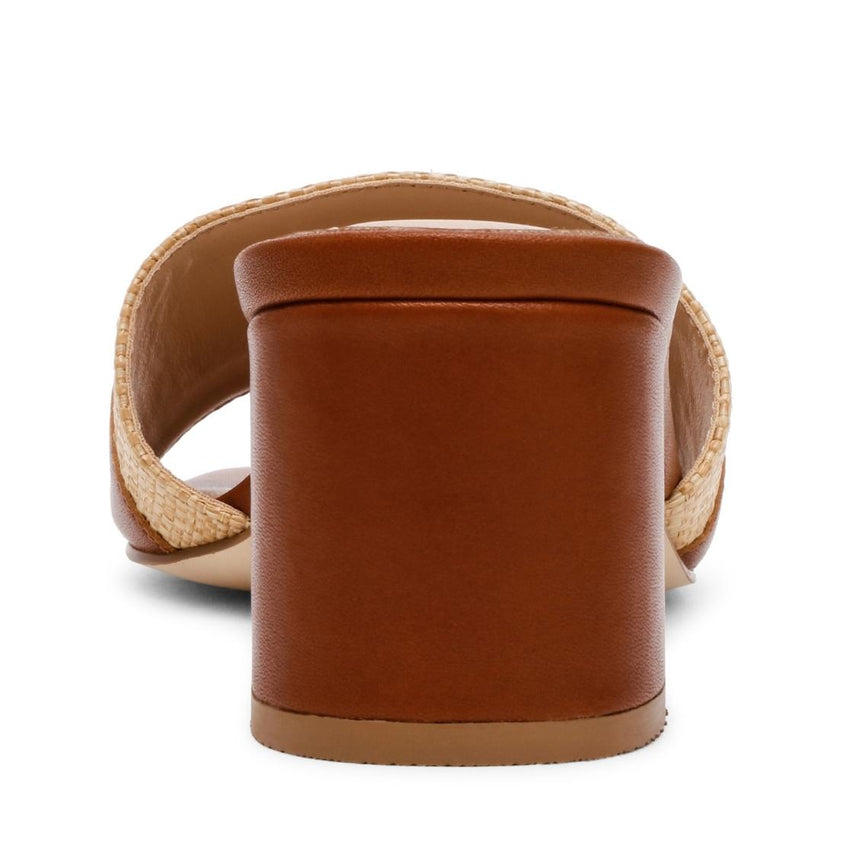 Knoxville Cognac Leather Sandalias de Tacón Cafés Para Mujer
