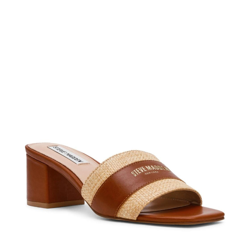 Knoxville Cognac Leather Sandalias de Tacón Cafés