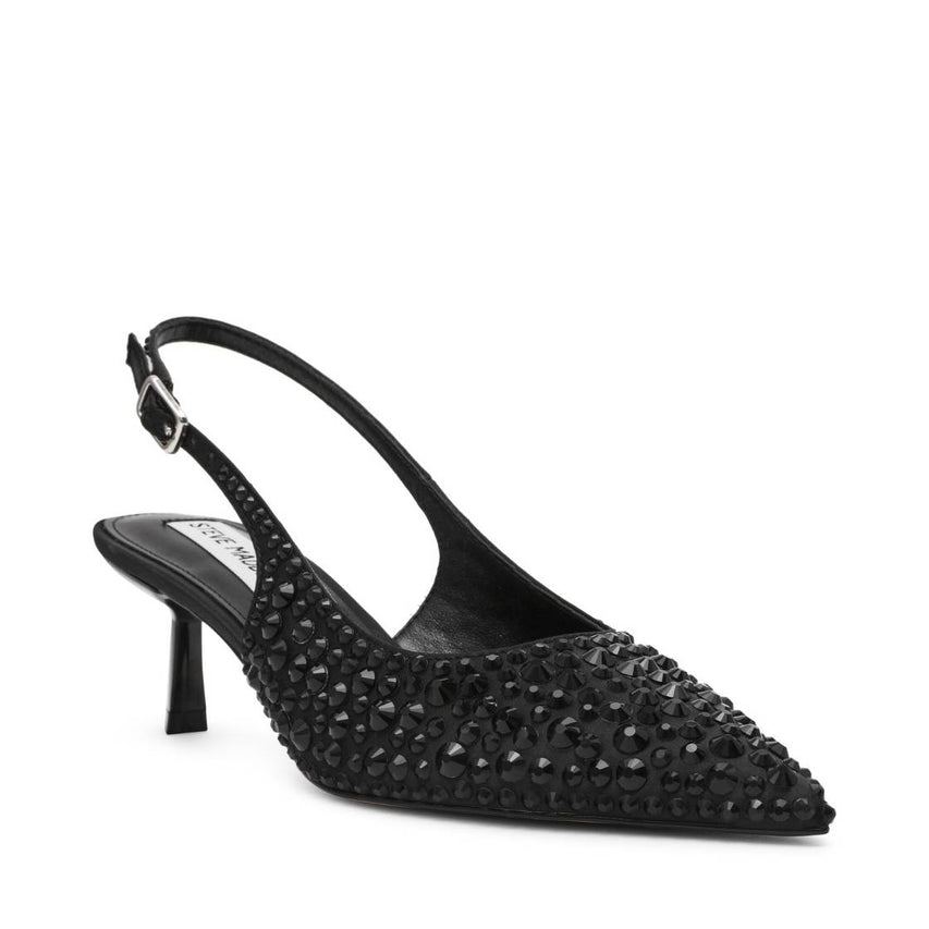 Korra-R-Black Black Tacones con Brillos Negros