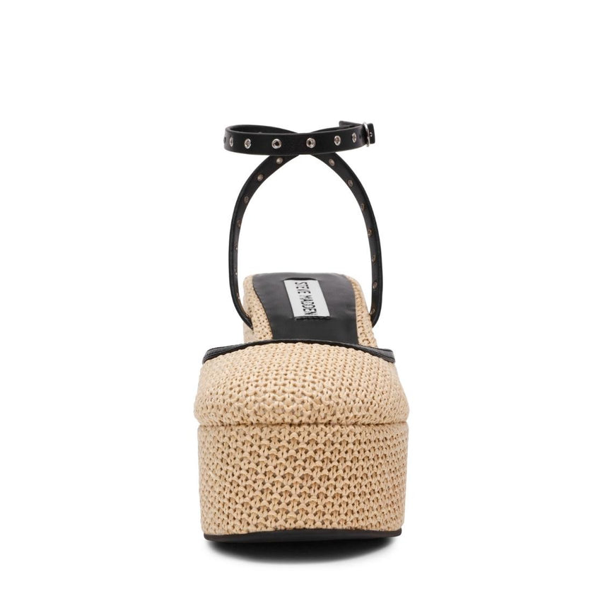 Kosmic Natural Black Raffia Plataformas Para Mujer
