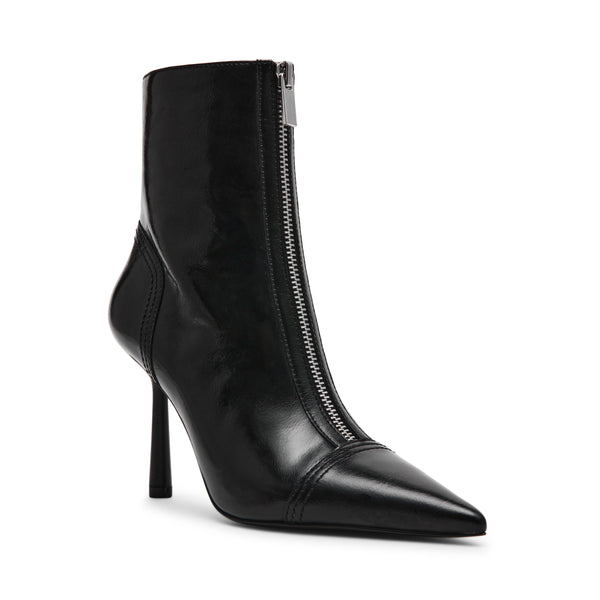 Kyndra Black Leather Botines Negros