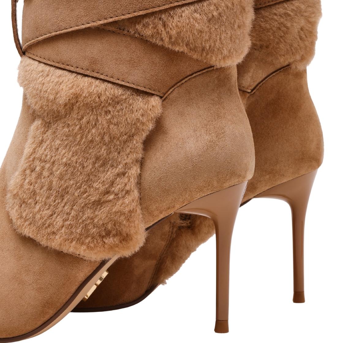 Lakefront Tan Suede Botas Afelpadas para Mujer