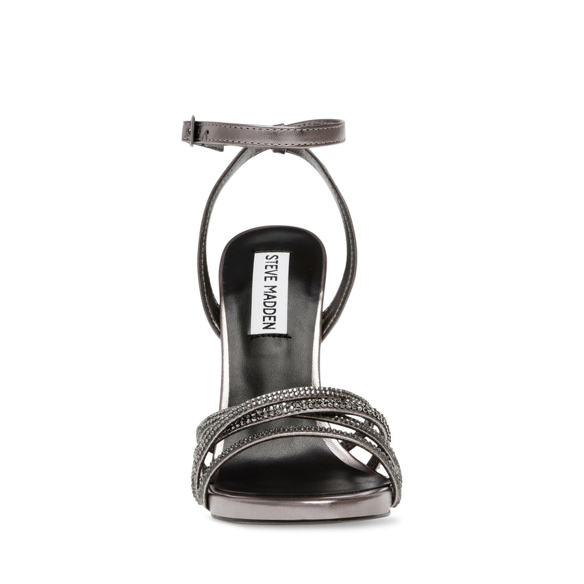 Lara Pewter Sandalias de Tacon con Brillos para Mujer
