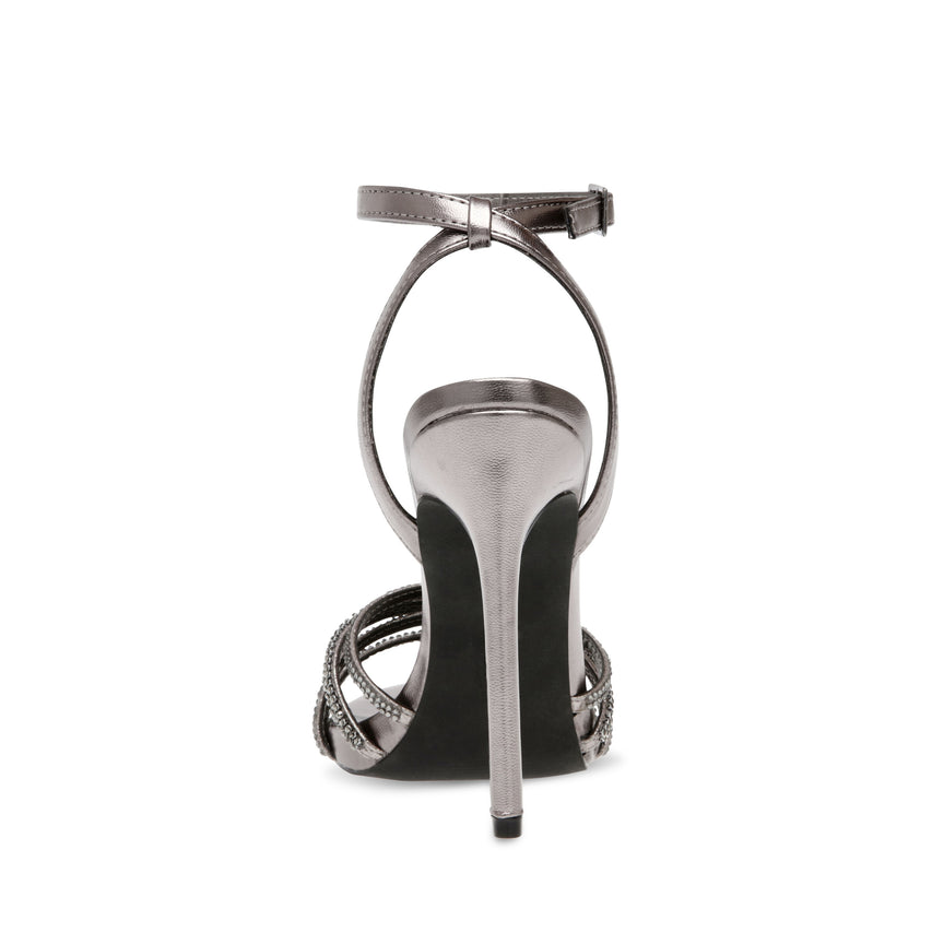 Lara Pewter Sandalias de Tacon Plateadas con Brillos para Mujer