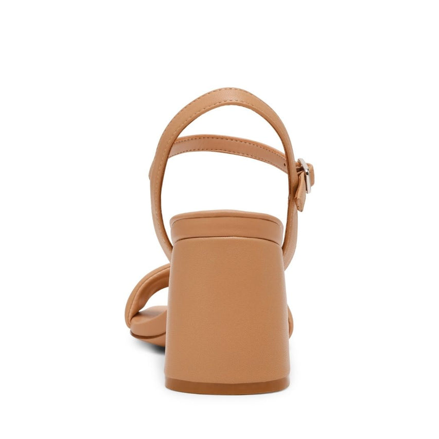 Layney Tan Leather Sandalias de Tacon Beige para Mujer