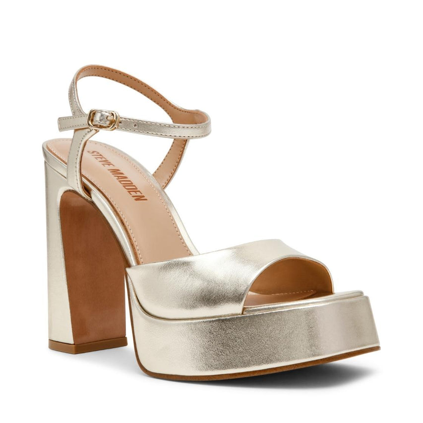 Liandra Champagne Tacones Chunky Dorados