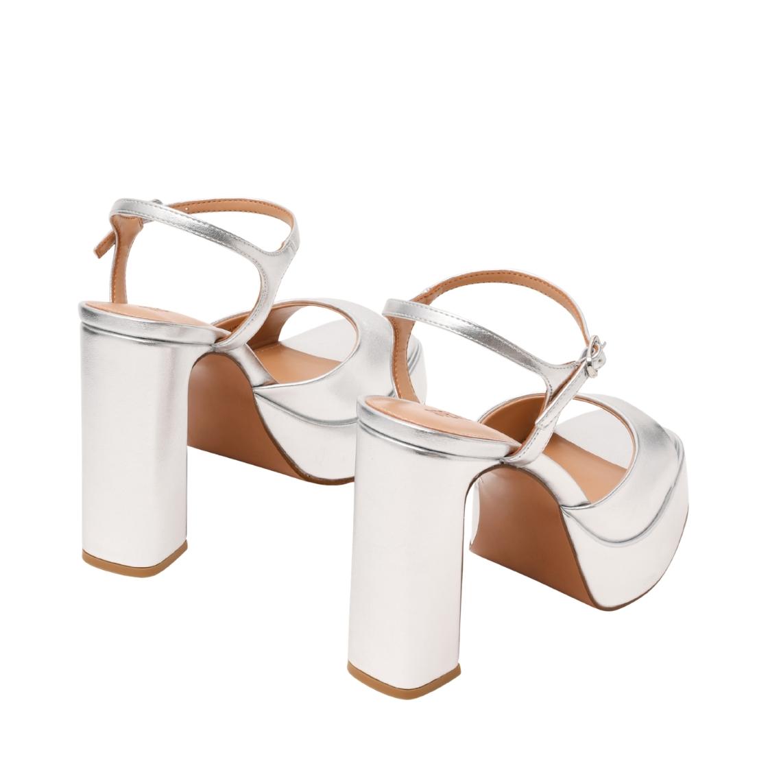 Liandra Silver Tacones Chunky Plateados Para Mujer