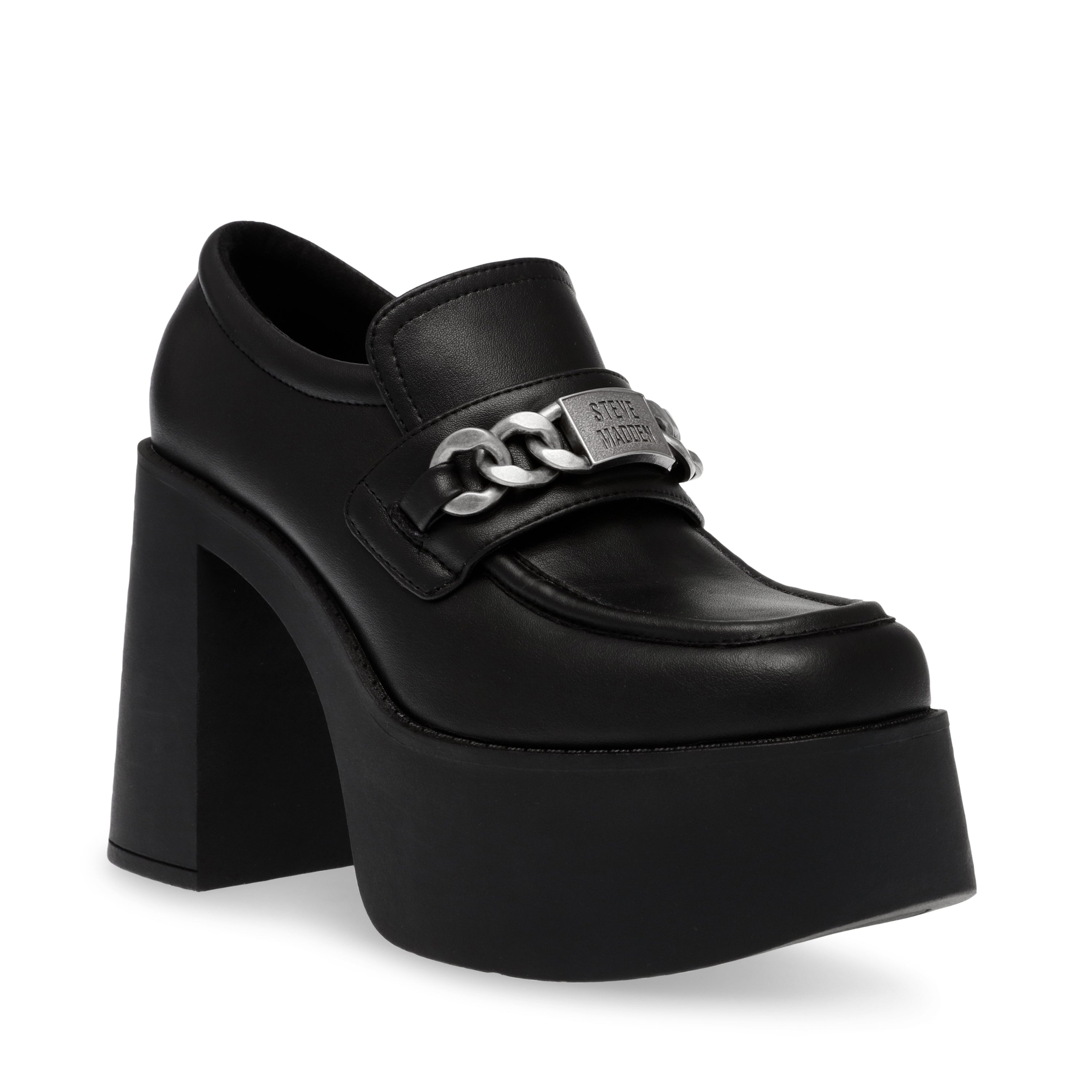 Liberate Black Leather Mocasines de Tacon Negros