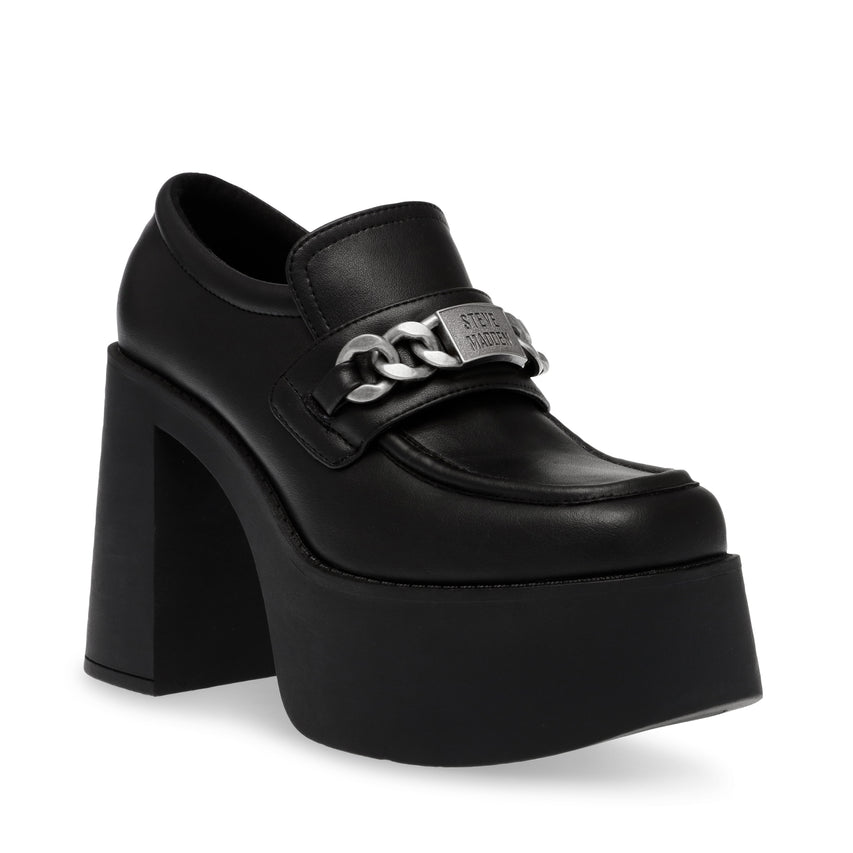 Liberate Black Leather Mocasines de Tacon Negros