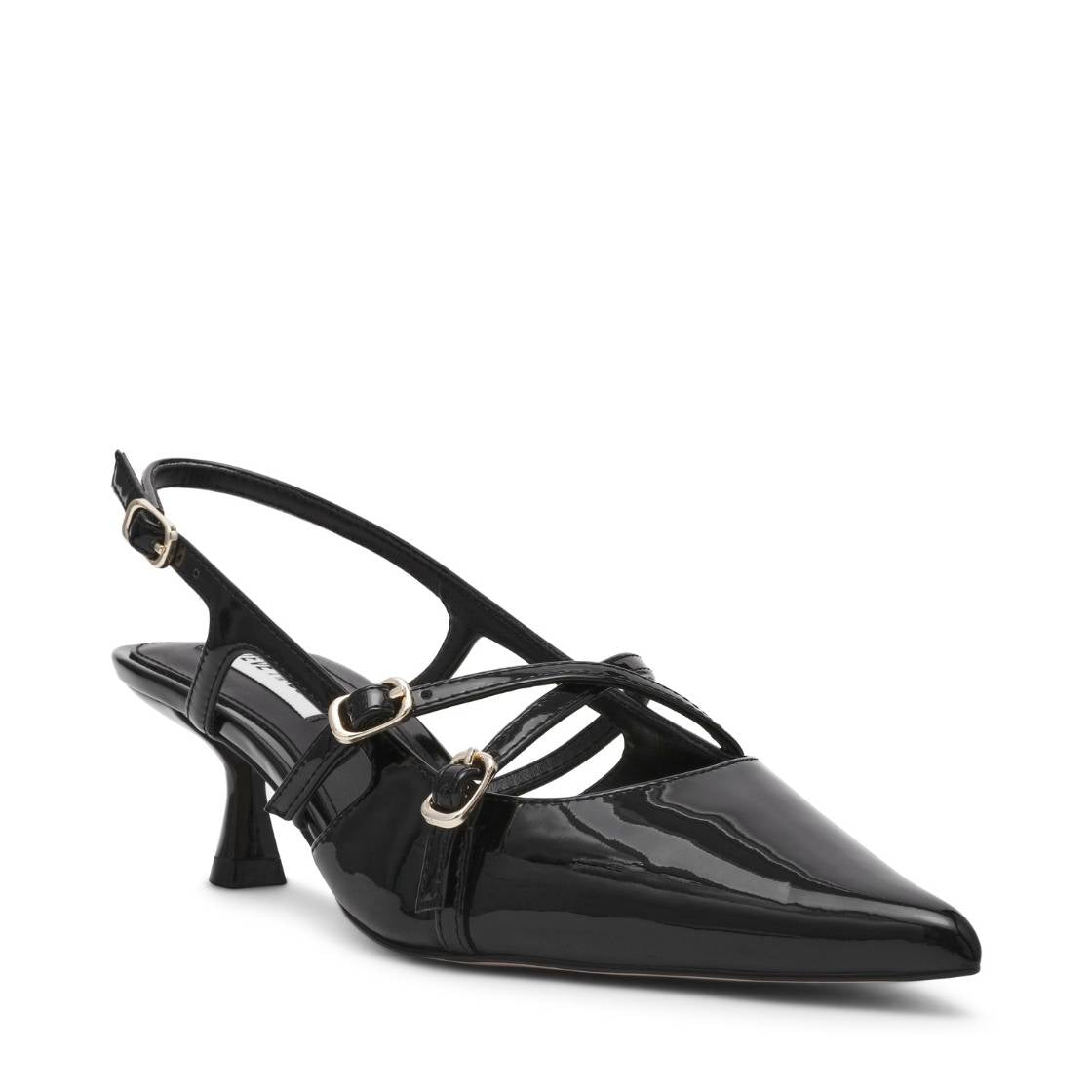 Lindale Black Patent Zapatillas Kitten Negras