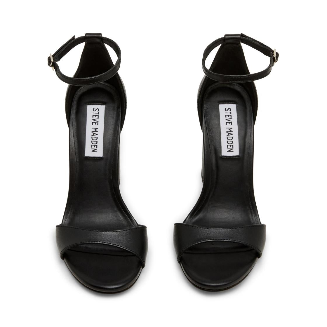 Liyah Black Leather Tacones Abiertos Para Mujer