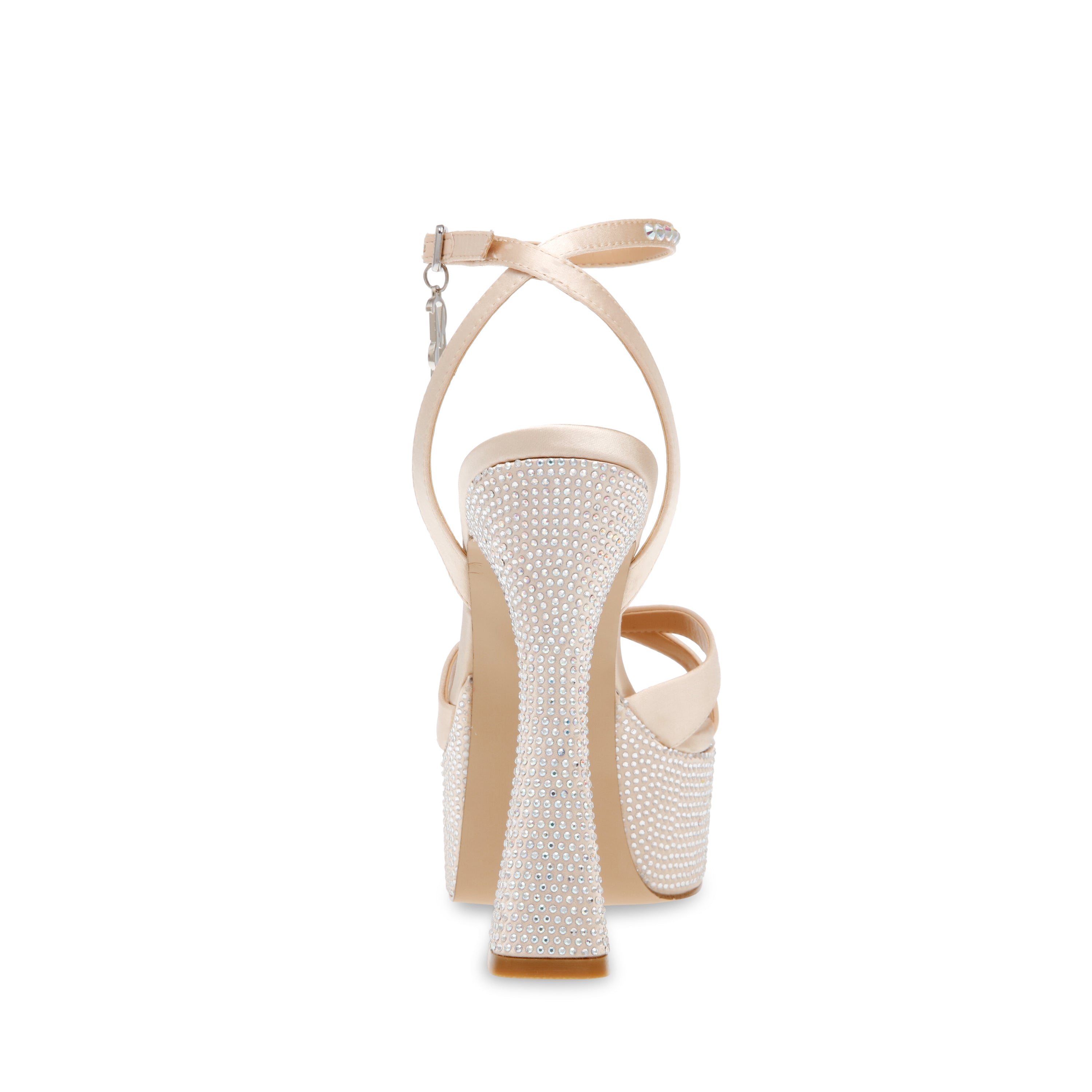 Lockout Champagne Satin Sandalia de Tacon Beige para Mujer