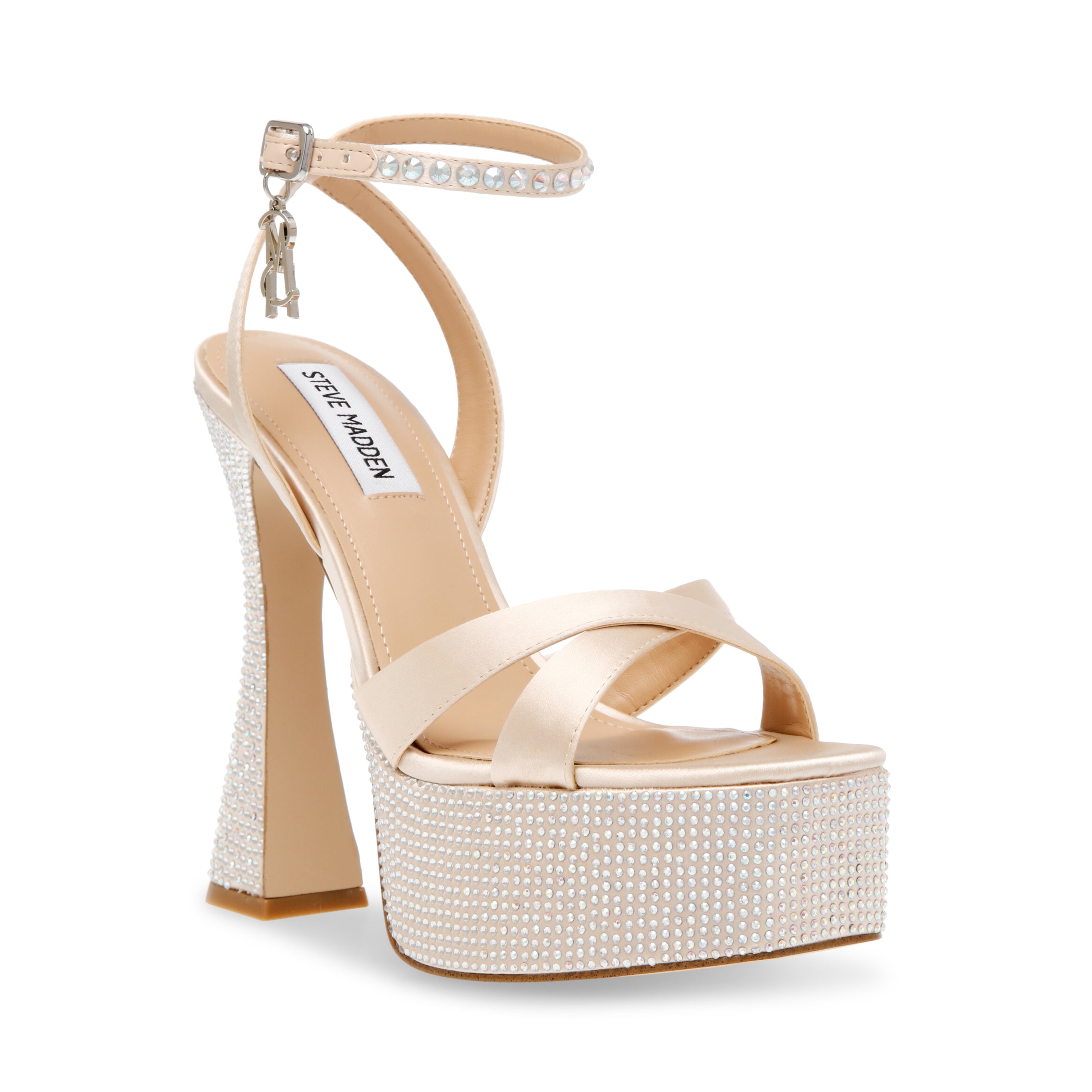 Lockout Champagne Satin Sandalia de Tacon Beige