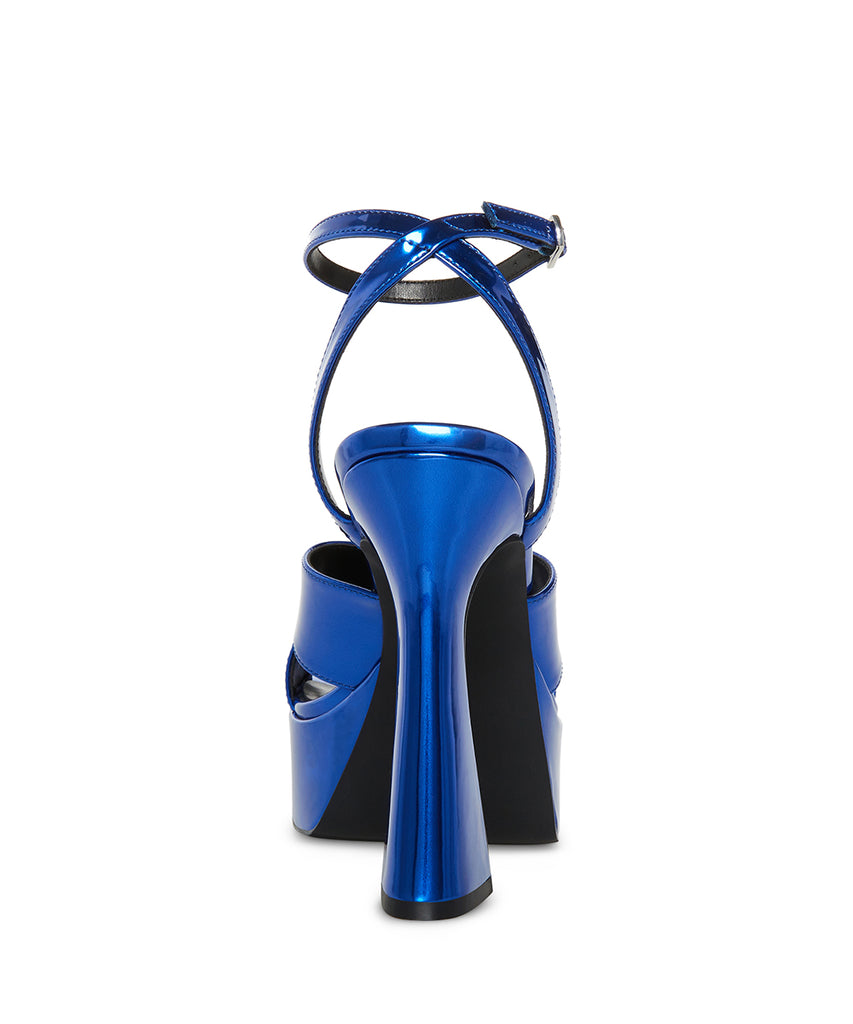 Loolla Blue Metallic Sandalias de Tacon Azul Metalico para Mujer