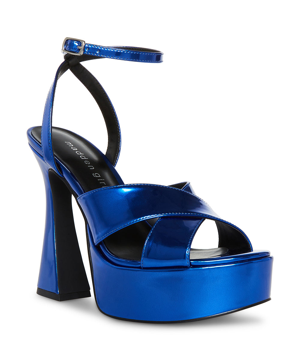 Loolla Blue Metallic Sandalias de Tacon Azul Metalico