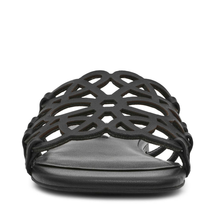Lotus-CN Black Leather Sandalias Para Mujer