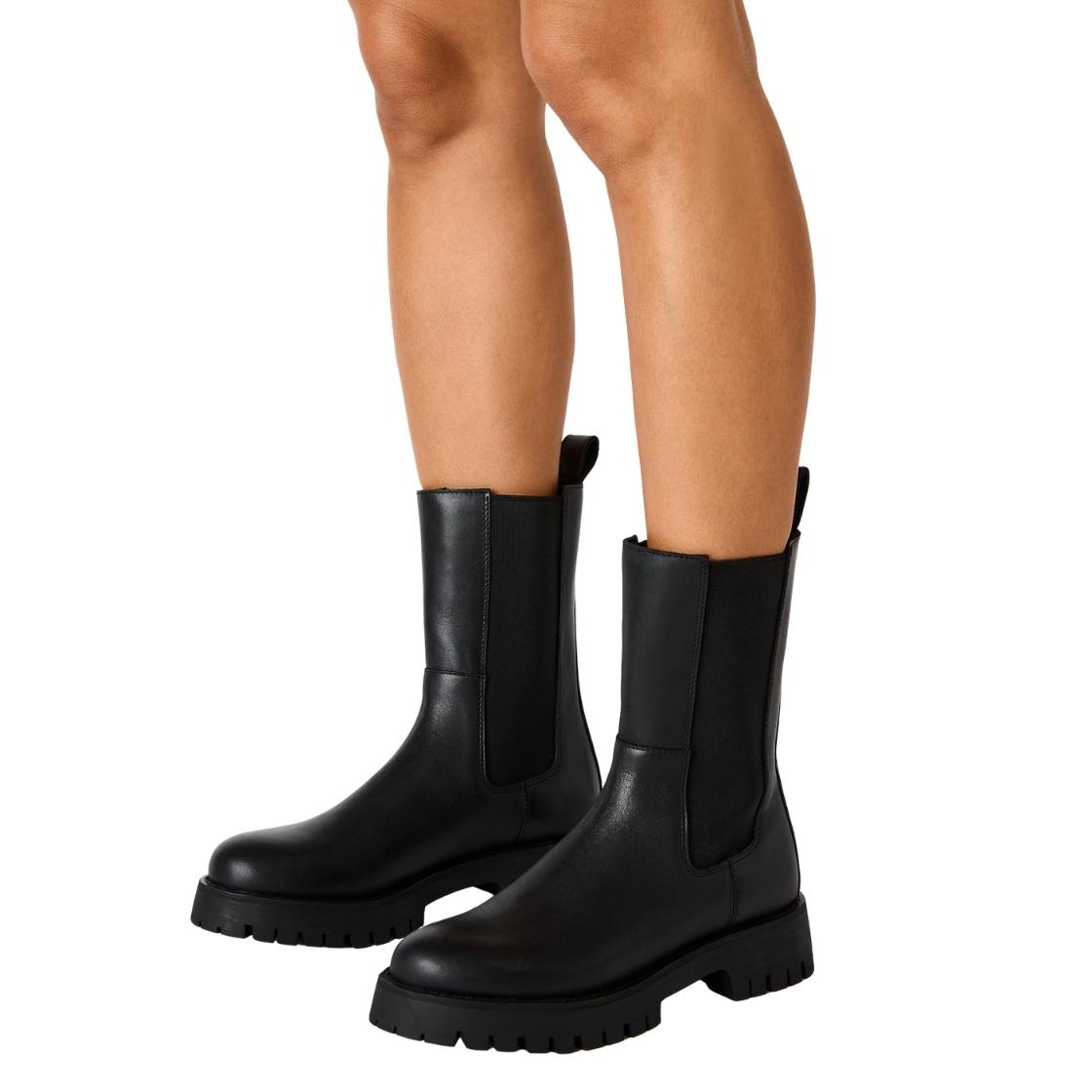 Lowa Black Leather Botines Negros Para Mujer Chunky