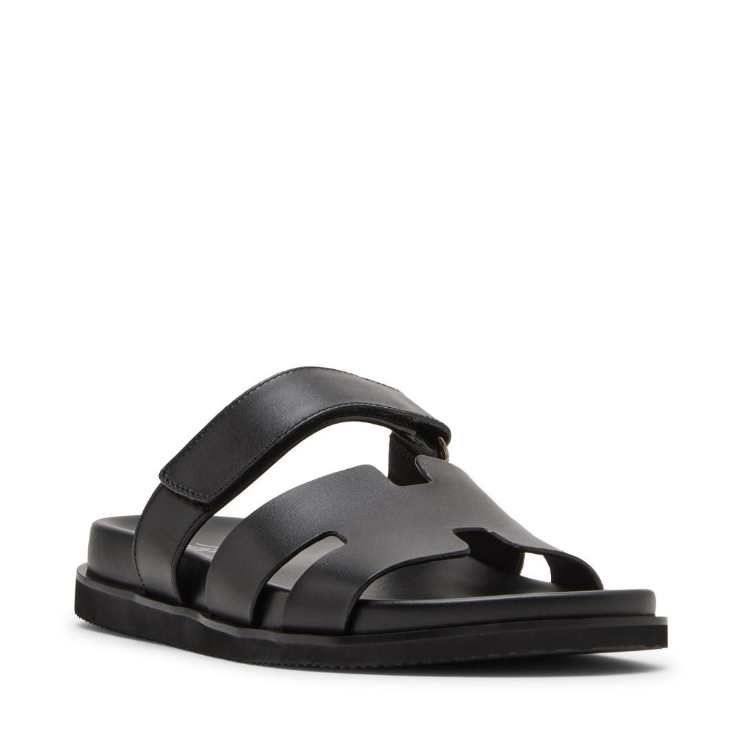 Maiven Black Leather Sandalias Negras